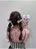 ツイン編みおろしヘア*