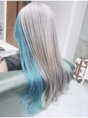 ホワイトブロンド透明感カラー　ブルーカラー水色