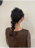 結婚式ヘアセットお呼ばれヘアアレンジ編み下ろし編み込み