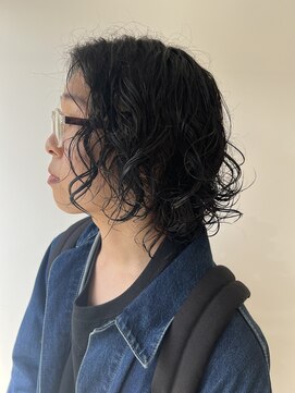 メンズロング×パーマ