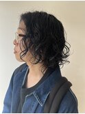 メンズロング×パーマ