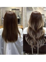 リエコー(RE'ECHO)&nbsp;プルエクステ/グレーアッシュ/ダブルカラー/グレージュ