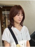 小川/ブリーチなしwカラーオレンジベージュミディアムレイヤー