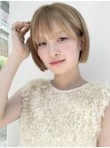 切りっぱなしボブ 似合わせカット ベージュカラー A0808