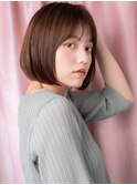 艶感ココアブラウン切りっぱなし前下がりボブY戸田公園30代40代