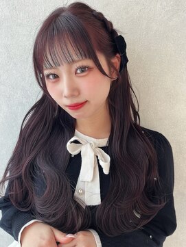 カシュカシュ 表参道(cache cache) ピンクカラーピンクラベンダーブリーチなしカラーヘアアレンジ