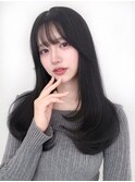 黒髪/ミディアムレイヤー/顔まわり/韓国レイヤー