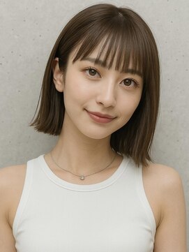 ヘアメイク アージュ 大野城 下大利店(HAIR MAKE age) 切りっぱなしボブ ミニボブ オリーブベージュ 20代 30代