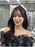 透明感カラーくびれヘアレイヤーカット前髪顔周りカット韓国ヘア