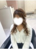 サイドお団子ハーフアップ