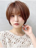 Say.顔周りカットひし形ショートレイヤーショートローズブラウン
