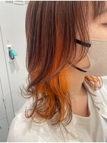 ブラウン(Brown) 夏に映える!インナーカラーオレンジ
