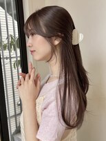 ローネス 銀座(LONESS)&nbsp;セミロングレイヤー/くびれヘア/オリーブベージュ/透明感カラー