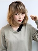 斜めバング/グレージュカラー/デザインカラー/眉毛/銀座/東銀座