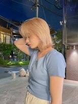 ルル 表参道(lulu.)&nbsp;切りっぱなしボブ ボブウルフ ミルクティーベージュ ボブ【Riku