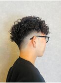 大人男性ナチュラルパーマビジカジ清潔感アッシュブラック