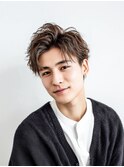 刈り上げセンターパートフェザーパーマニュアンスパーマ