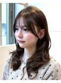 20代シースルー流しの前髪で結んでかわいいフェイスレイヤー