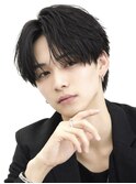 黒髪ビジネスアップバング束感メンズショートヘアスーツ眉毛渋谷