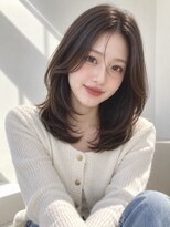 ノア 三宮店(NOA)&nbsp;【NOA】韓国風くびれミディ×顔まわりレイヤー×艶ブラウン