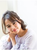 編み込みボブハーフアップ