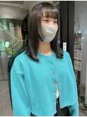 村上/オリーブベージュ顔周りレイヤー前髪カットミディアム
