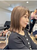 ★くびレイヤーエモージュ黒髪前髪パーマグレーベージュ