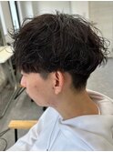 波巻きパーマメンズパーマメンズヘアツーブロックツイストパーマ