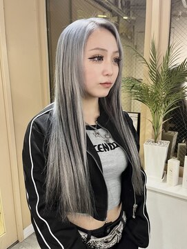 グロウ 渋谷(grow) シルバー×ブラック プルエクステデザイン 80本