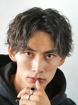 フィフスパーク(fifth PARK) 渋谷メンズパーマセンターパートウルフカットミディアムパーマ