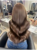 韓国 くびれロング レイヤー ワンホンヘア 小顔前髪
