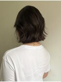 切りっぱなしボブ外ハネ外国人風ボブブラウンカラー前髪なし