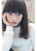 黒髪ワイドバングストレート