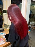 ブリーチなしダブルカラー/チェリーレッド/ストレートロング