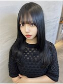 オリーブダークグレージュ縮毛矯正髪質改善ストレートセミロング