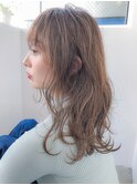 小顔_夏耳かけ_毛先パーマ_イメチェン_フォギーベージュ