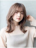 大人かわいい前髪セシルカットココアブラウンフリンジウェーブ