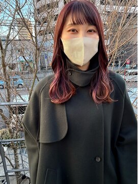 ツイギー 宮西店(TWiGGY) ふんわりセミロングヘアにピンクブラウン