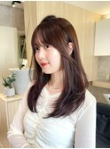 小顔レイヤーマロンベージュブラウンカラーフェイスレイヤー