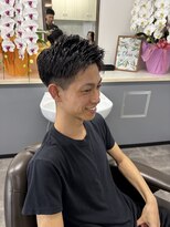 アイロンパーマビジカジツーブロック刈り上げナチュラル癖毛風