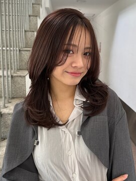 トリッカ 銀座(tricca) ミディアム/くびれレイヤー/顔まわり/モーブブラウン