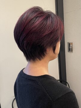 エイム ヘア リンク 長津田店(eim hair rink) 首元すっきり丸みショート×上品レッド【長津田/髪質改善】