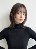 透け感オリーブグレージュ×顔まわりレイヤー