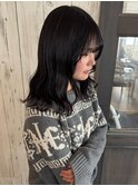 京都駅レイヤーカット韓国風レイヤーグレーブラックダブルカラー