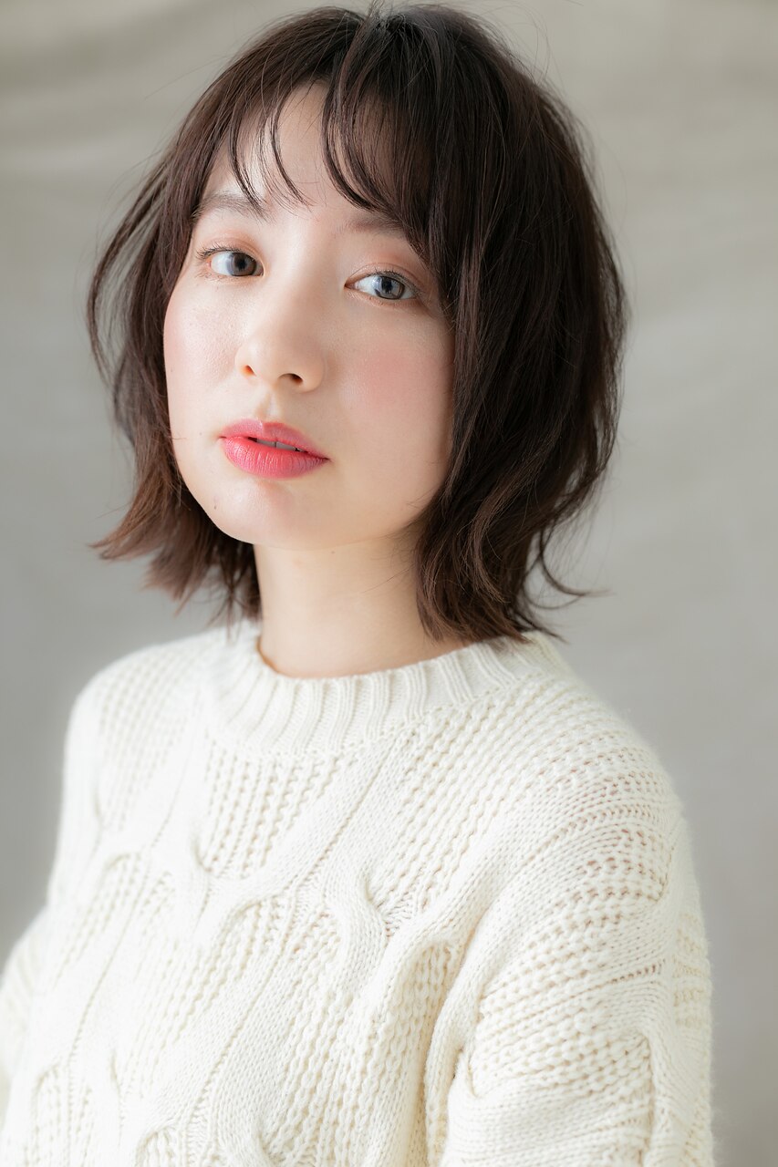 くせ毛風ショートパーマ黒髪抜け感ウルフボブY大宮20代30代40代