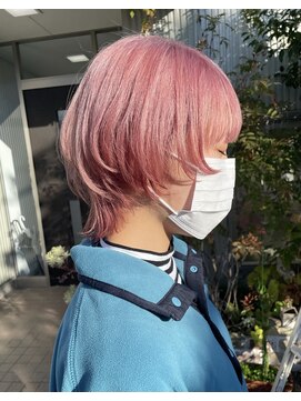ソラ ヘアーメイク(SORA HAIR MAKE) ホワイトピンク、マッシュウルフ