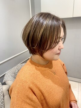 ネオリーブギンザ 銀座店(Neolive GINZA) 前髪/マチルダボブ/ピンクベージュ/ハイライト/白髪ぼかし/銀座