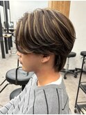 バレイヤージュブリーチダブルカラーハイライトメッシュブリーチ
