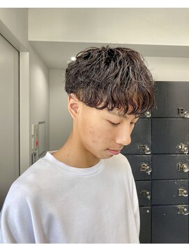 ヘアー アイス 御器所本店(HAIR ICI) マッシュパーマメンズショート☆ツーブロックアッシュブラウン