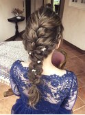 山村/結婚式ヘアセット/パーティヘアアレンジ/二次会/編み込み